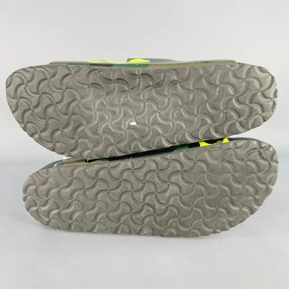 VALENTINO Size 10 Green Olive Camouflage Leather Belted Sandals